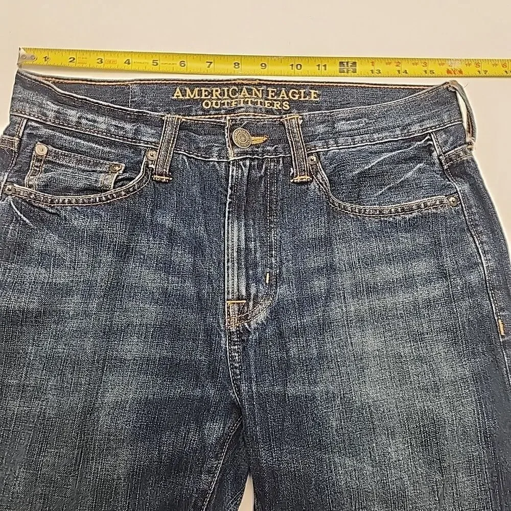 American Eagle Jeans Original Straight Size 30x34 Cotton Distressed Medium Wash